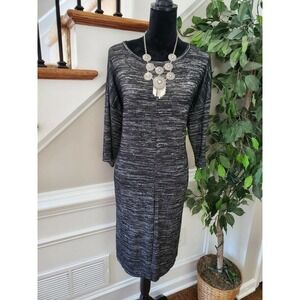 Kensie Women's Gray Polyester Round Neck Long Sleeve Knee Length Dress Size L